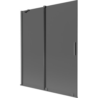 Mexen Velar posuvná vaňová zástena s 2 krídlami 140 x 150 cm, grafit, kartáčovaná pištoľovo sivá - 896-140-000-41-66