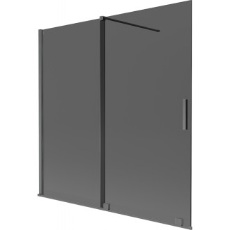 Mexen Velar posuvná vaňová zástena s 2 krídlami 160 x 150 cm, grafit, kartáčovaná pištoľovo sivá - 896-160-000-41-66
