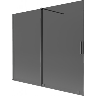 Mexen Velar posuvná vaňová zástena s 2 krídlami 180 x 150 cm, grafit, kartáčovaná pištoľovo sivá - 896-180-000-41-66