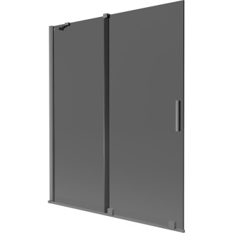 Dvojdielna posuvná vaňová zástena Mexen Velar 140 x 150 cm, grafit, strieborná - 896-140-000-41-95