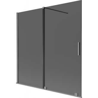 Mexen Velar posuvná vaňová zástena s 2 krídlami 160 x 150 cm, grafit, strieborná - 896-160-000-41-95