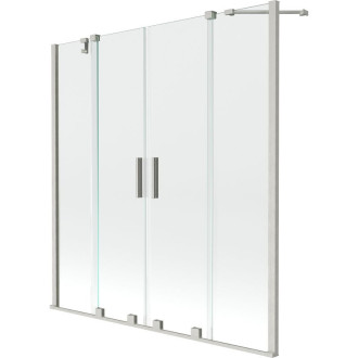 Mexen Velar Duo 2dielna posuvná vaňová zástena 140 x 150 cm, priehľadná, kartáčovaný nikel - 896-140-000-02-97