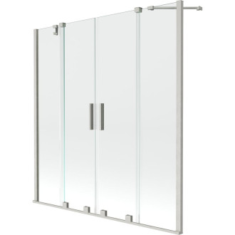 Mexen Velar Duo 2dielna posuvná vaňová zástena 160 x 150 cm, priehľadná, kartáčovaný nikel - 896-160-000-02-97