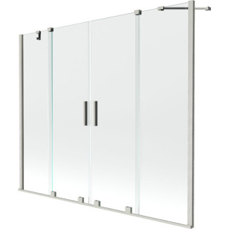 Mexen Velar Duo 2dielna posuvná vaňová zástena 200 x 150 cm, priehľadná, kartáčovaný nikel - 896-200-000-02-97