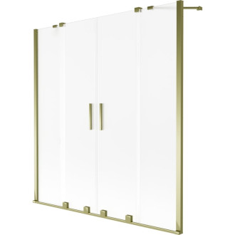 Mexen Velar Duo 2dielna posuvná vaňová zástena 150 x 150 cm, matná, zlatá - 896-150-000-32-50