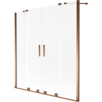 Mexen Velar Duo 2dielna posuvná vaňová zástena 150 x 150 cm, matná, ružové zlato - 896-150-000-32-60