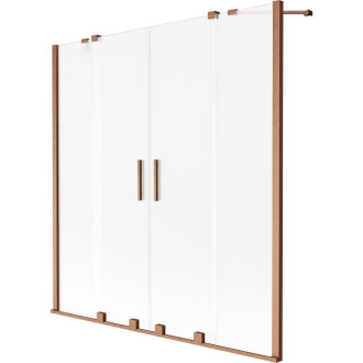Mexen Velar Duo 2dielna posuvná vaňová zástena 150 x 150 cm, matná, kartáčovaná meď - 896-150-000-32-65