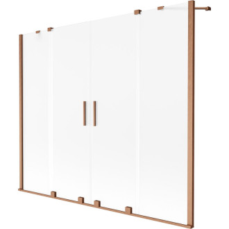 Mexen Velar Duo 2dielna posuvná vaňová zástena 170 x 150 cm, matná, kartáčovaná meď - 896-170-000-32-65