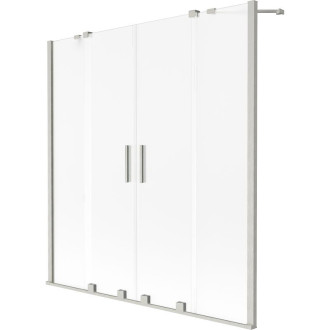 Mexen Velar Duo 2dielna posuvná vaňová zástena 140 x 150 cm, matná, kartáčovaný nikel - 896-140-000-32-97