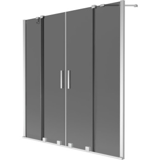 Mexen Velar Duo 2dielna posuvná vaňová zástena 140 x 150 cm, grafit, chróm - 896-140-000-42-01
