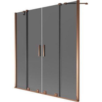 Mexen Velar Duo 2dielna posuvná vaňová zástena 140 x 150 cm, grafit, ružové zlato - 896-140-000-42-60
