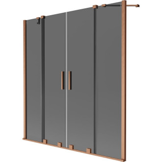 Mexen Velar Duo 2dielna posuvná vaňová zástena 140 x 150 cm, grafit, kartáčovaná meď - 896-140-000-42-65