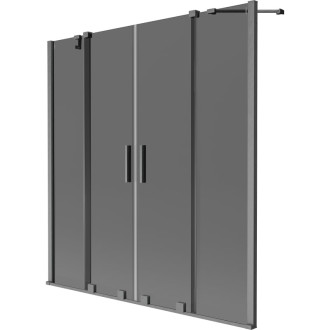 Mexen Velar Duo 2dielna posuvná vaňová zástena 140 x 150 cm, grafit, kartáčovaná pištoľovo sivá - 896-140-000-42-66