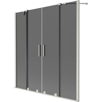 Mexen Velar Duo 2dielna posuvná vaňová zástena 140 x 150 cm, grafit, kartáčovaný nikel - 896-140-000-42-97