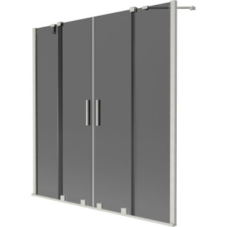 Mexen Velar Duo 2dielna posuvná vaňová zástena 150 x 150 cm, grafit, kartáčovaný nikel - 896-150-000-42-97