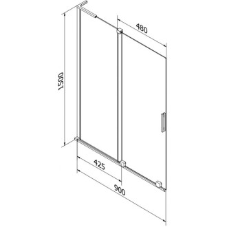 Mexen Velar L 2dílná posuvná vanová zástěna 90 x 150 cm, průhledná, chrom - 896-090-003-01-01