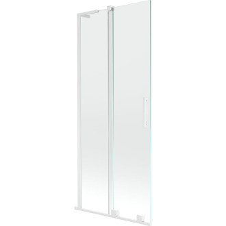 Mexen Velar L 2dielna posuvná vaňová zástena 80 x 150 cm, priehľadná, biela - 896-080-003-01-20
