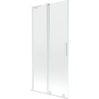Mexen Velar L 2dielna posuvná vaňová zástena 95 x 150 cm, priehľadná, biela - 896-095-003-01-20