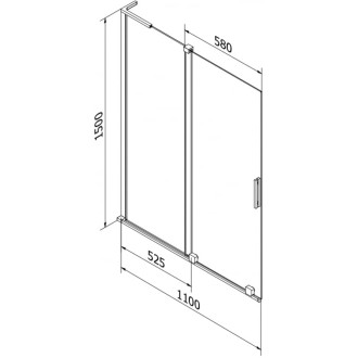 Mexen Velar L 2dílná posuvná vanová zástěna 110 x 150 cm, průhledná, bílá - 896-110-003-01-20