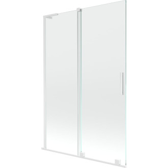 Mexen Velar L 2dielna posuvná vaňová zástena 120 x 150 cm, priehľadná, biela - 896-120-003-01-20