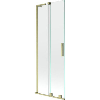 Mexen Velar L 2dielna posuvná vaňová zástena 75 x 150 cm, priehľadná, kartáčované zlato - 896-075-003-01-55