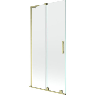 Mexen Velar L 2dielna posuvná vaňová zástena 90 x 150 cm, priehľadná, kartáčované zlato - 896-090-003-01-55