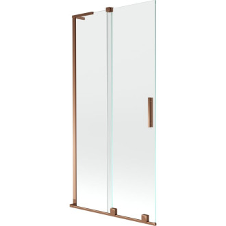 Mexen Velar L 2dielna posuvná vaňová zástena 90 x 150 cm, priehľadná, ružové zlato - 896-090-003-01-60