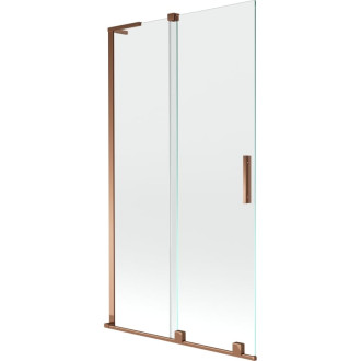 Mexen Velar L 2dielna posuvná vaňová zástena 100 x 150 cm, priehľadná, ružové zlato - 896-100-003-01-60