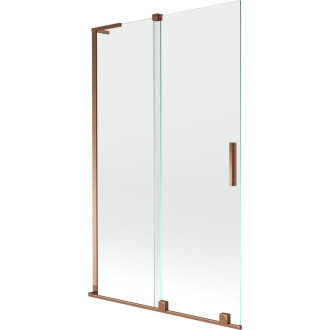 Mexen Velar L 2dielna posuvná vaňová zástena 110 x 150 cm, priehľadná, ružové zlato - 896-110-003-01-60