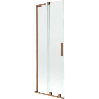 Mexen Velar L 2dielna posuvná vaňová zástena 75 x 150 cm, priehľadná, kartáčovaná meď - 896-075-003-01-65