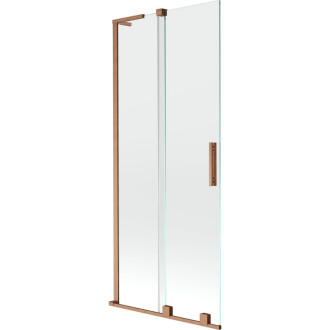 Mexen Velar L 2dielna posuvná vaňová zástena 85 x 150 cm, priehľadná, kartáčovaná meď - 896-085-003-01-65