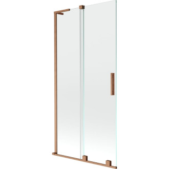 Mexen Velar L 2dielna posuvná vaňová zástena 95 x 150 cm, priehľadná, kartáčovaná meď - 896-095-003-01-65