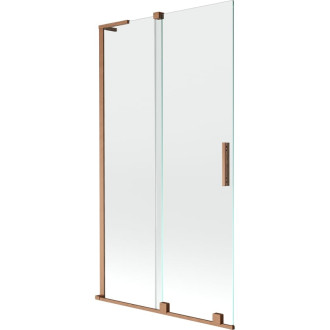 Mexen Velar L 2dielna posuvná vaňová zástena 100 x 150 cm, priehľadná, kartáčovaná meď - 896-100-003-01-65