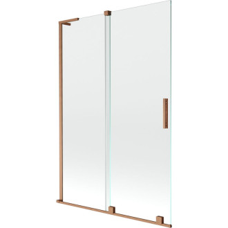Mexen Velar L 2dielna posuvná vaňová zástena 120 x 150 cm, priehľadná, kartáčovaná meď - 896-120-003-01-65