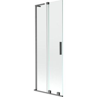 Mexen Velar L 2dielna posuvná vaňová zástena 75 x 150 cm, priehľadná, kartáčovaná pištoľovo sivá - 896-075-003-01-66