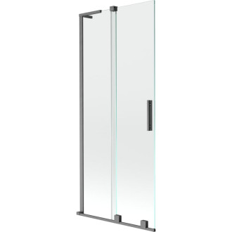 Mexen Velar L 2dielna posuvná vaňová zástena 85 x 150 cm, priehľadná, kartáčovaná pištoľovo sivá - 896-085-003-01-66