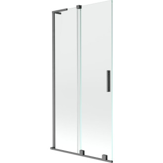 Mexen Velar L 2dielna posuvná vaňová zástena 90 x 150 cm, priehľadná, kartáčovaná pištoľovo sivá - 896-090-003-01-66