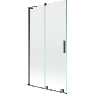 Mexen Velar L 2dielna posuvná vaňová zástena 100 x 150 cm, priehľadná, kartáčovaná pištoľovo sivá - 896-100-003-01-66