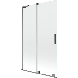 Mexen Velar L 2dielna posuvná vaňová zástena 110 x 150 cm, priehľadná, kartáčovaná pištoľovo sivá - 896-110-003-01-66