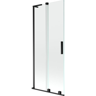 Mexen Velar L 2dielna posuvná vaňová zástena 85 x 150 cm, priehľadná, čierna - 896-085-003-01-70