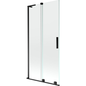 Mexen Velar L 2dielna posuvná vaňová zástena 90 x 150 cm, priehľadná, čierna - 896-090-003-01-70