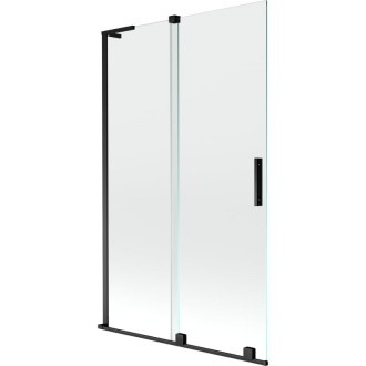 Mexen Velar L 2dielna posuvná vaňová zástena 110 x 150 cm, priehľadná, čierna - 896-110-003-01-70