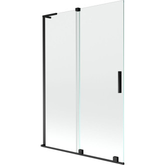 Mexen Velar L 2dielna posuvná vaňová zástena 120 x 150 cm, priehľadná, čierna - 896-120-003-01-70