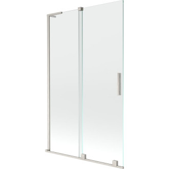 Mexen Velar L 2dielna posuvná vaňová zástena 110 x 150 cm, priehľadná, kartáčovaný nikel - 896-110-003-01-97