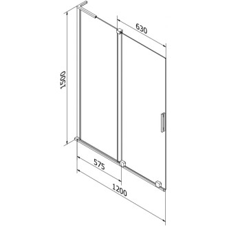 Mexen Velar L 2dílná posuvná vanová zástěna 120 x 150 cm, průhledná, kartáčovaný nikl - 896-120-003-01-97