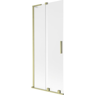 Mexen Velar L 2dielna posuvná vaňová zástena 85 x 150 cm, matná, kartáčované zlato - 896-085-003-31-55