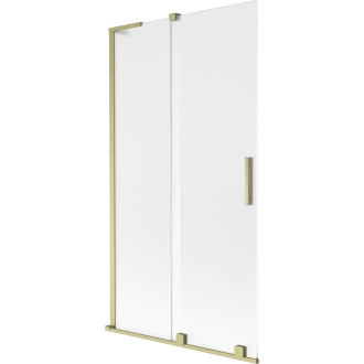 Mexen Velar L 2dielna posuvná vaňová zástena 100 x 150 cm, matná, kartáčované zlato - 896-100-003-31-55
