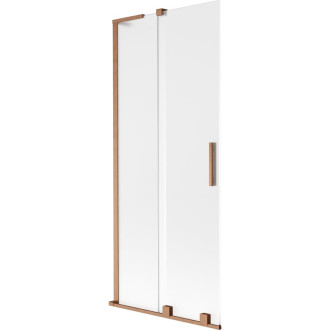 Mexen Velar L 2dielna posuvná vaňová zástena 85 x 150 cm, matná, kartáčovaná meď - 896-085-003-31-65