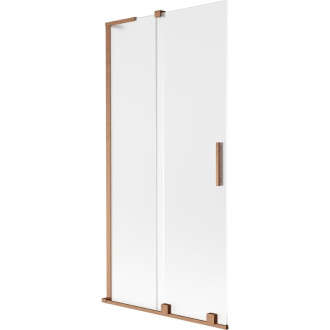 Mexen Velar L 2dielna posuvná vaňová zástena 90 x 150 cm, matná, kartáčovaná meď - 896-090-003-31-65