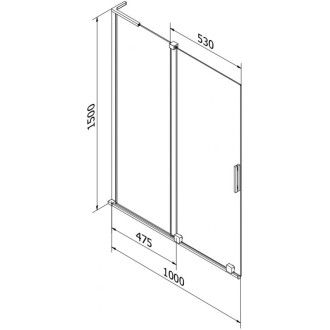 Mexen Velar L 2dílná posuvná vanová zástěna 100 x 150 cm, matná, kartáčovaná měď - 896-100-003-31-65
